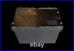 HEAVY DUTY BLACK Plastic Storage Boxes Totes Containers Crates with Lids