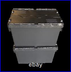 HEAVY DUTY BLACK Plastic Storage Boxes Totes Containers Crates with Lids
