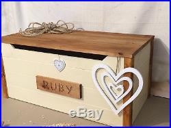Handmade Personalised Solid Wooden Pine Toy Box Ottoman Chest Trunk Storage Unit