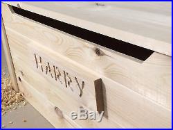Handmade Personalised Solid Wooden Pine Toy Box Ottoman Chest Trunk Storage Unit