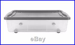 Heavy Duty 30L Underbed Clear Plastic Storage Box Boxes Lid Wheels Container