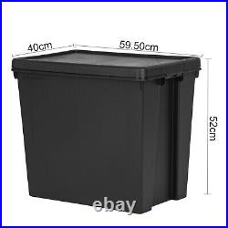 Heavy Duty Black Storage Box with Lid Plastic Stackable Nestable Containers UK