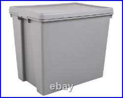 Heavy Duty Upcycled Plastic Stackable Storage Box With Lids Cement Grey