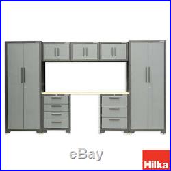 Hilka Large 8 Piece Garage/Workshop Wall Metal Storage Cupboard/Tool Box Cabinet