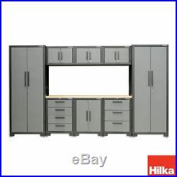 Hilka Large 9 Piece Garage/Workshop Wall Metal Storage Cupboard/Tool Box Cabinet