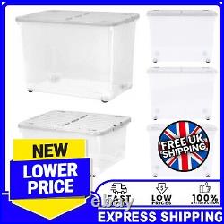 Home Office Strong Large Stackable Wheeled Folding Split Lids Storage Containers