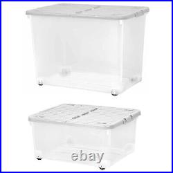 Home Office Strong Large Stackable Wheeled Folding Split Lids Storage Containers
