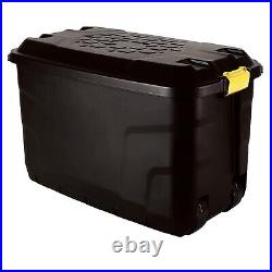 Indoor Outdoor Large Heavy Duty Storage Trunks With Wheels & Yellow Handles
