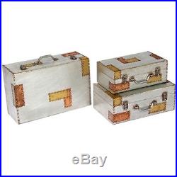 Industrial Aluminium & Copper Large Cases Trunks with Handles Furniture Chest