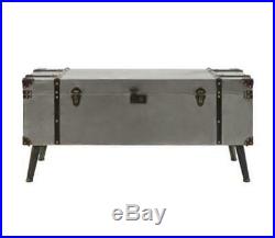 Industrial Coffee Table Large Metal Storage Vintage Trunk Rustic Blanket Box New