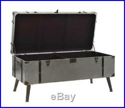 Industrial Coffee Table Large Metal Storage Vintage Trunk Rustic Blanket Box New