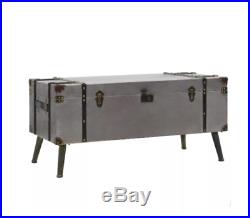 Industrial Coffee Table Large Vintage Blanket Metal Storage Box Old Trunk Chest