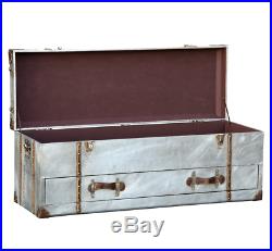 Industrial Coffee Table Metal Storage Trunk Large Vintage Chest Box Old Blanket