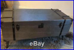 Industrial Coffee Table Metal Vintage Blanket Large Storage Box Old Trunk Chest