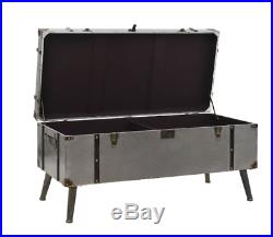 Industrial Coffee Table Metal Vintage Blanket Large Storage Box Old Trunk Chest