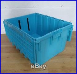 JOB LOT 10 x Buckhorn Large Blue Attached Lid Stacking/Nesting Storage Boxes