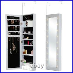 Jewellery Box Large Jewelry Cabinet Armoire Mirror Hook Hang Storage Case Lights