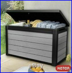 Keter 380 Litre Outdoor Storage Box Bench Seat Garden Chest Large Weather Proof