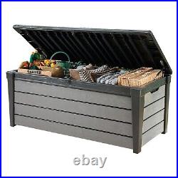 Keter Brushwood 454L Outdoor Garden Patio Storage Deck Cushion Box Chest Bench
