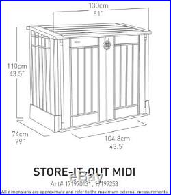 Keter Garden Outdoor Patio Wheelie Bin Storage Box Furniture Container Large