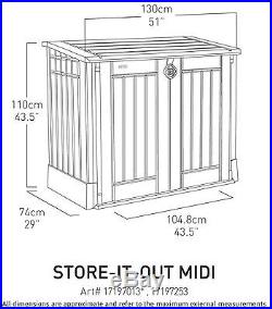 Keter Garden Outdoor Patio Wheelie Bin Storage Box Furniture Container Large NEW