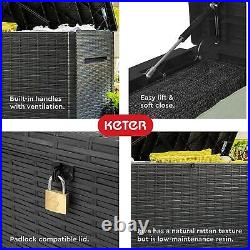 Keter Java 870 Liter Multipurpose Outdoor Patio Storage Deck Box Bench, Graphite