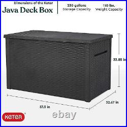 Keter Java 870 Liter Multipurpose Outdoor Patio Storage Deck Box Bench, Graphite