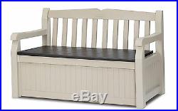 Keter Large Outdoor Storage Bench Weather Resistant Furniture Box Beige 265L NEW