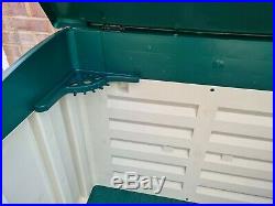 Keter Large Plastic Garden Outdoor Storage Box/Shed Lockable Beige/Green