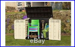 Keter Outdoor Garden Patio Storage Box Container Chest, Large Mini Shed Unit New