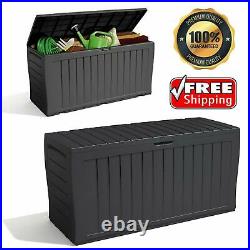 Keter XL Large Storage Shed Garden Outdoor Box Lockable Outside Box With Wheels