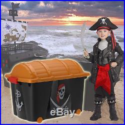 Large Kids Boys Pirate Treasure Chest Bedroom Storage Toy Box Playroom Laundry