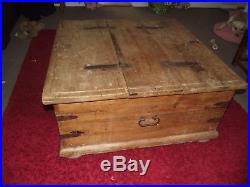 LARGE Old Antique Pine Chest, Blanket Box, Wooden Storage Trunk, Coffee Table