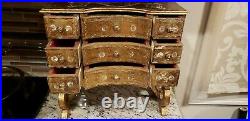 LARGE Vintage Florentine Italian Gold Gilt Wood Jewelry Storage Box NINE DRAWERS