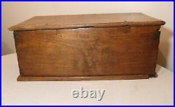 LARGE antique 1700's hand carved wood brass Folk Art box casket storage trunk