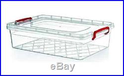 Large 13L Slim Clear Plastic Storage Box with Lid Stackable Container Boxes #248