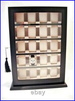 Large 20 Slot Wrist Watch Black Wood Storage Display Wall Cabinet Box Case Chest
