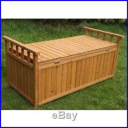 Large 2 Seater Storage Bench Garden Furniture Wooden Cushion Box Waterproof Deck