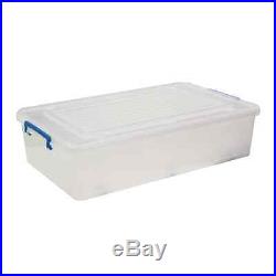 Large 30L Heavy Duty Underbed Clear Plastic Storage Box With Lid Container Boxes