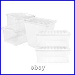 Large 32 Litre Clear Underbed Stackable Plastic Storage Containers With Lids
