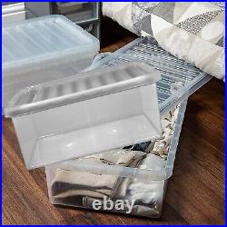 Large 32 Litre Underbed Clear Plastic Stackable Storage Container With Lids