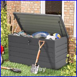 Large 350 Ltr Metal Garden Storage Box Utility Chest Cushion Shed Outdoor Patio