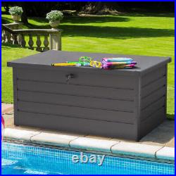 Large 350 Ltr Metal Garden Storage Box Utility Chest Cushion Shed Outdoor Patio