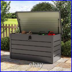 Large 350 Ltr Metal Garden Storage Box Utility Chest Cushion Shed Outdoor Patio