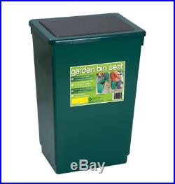 Large 47L Green Plastic Garden Bin Seat Outdoor Storage Container Box Dust Bin