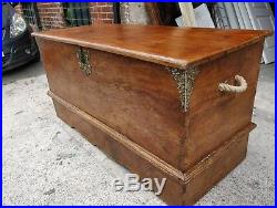Large 5ft Antique Solid Oak Chest Blanket Box Rustic Dress Up Toy Storage Coffer