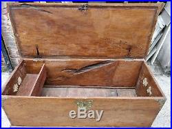 Large 5ft Antique Solid Oak Chest Blanket Box Rustic Dress Up Toy Storage Coffer