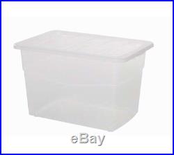 Large 60L Heavy Duty Strong Clear Plastic Storage Box With Lid Container Boxes