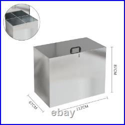 Large 64L Storage Box Metal Utility Chest Box Compartment Bin Outdoor Waterproof