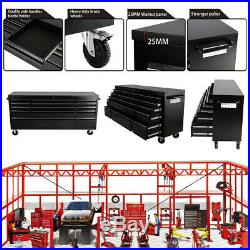 Large 72 Tool Box Cart Roll Chest Tools Storage Cabinet 15 Drawers Garage Black